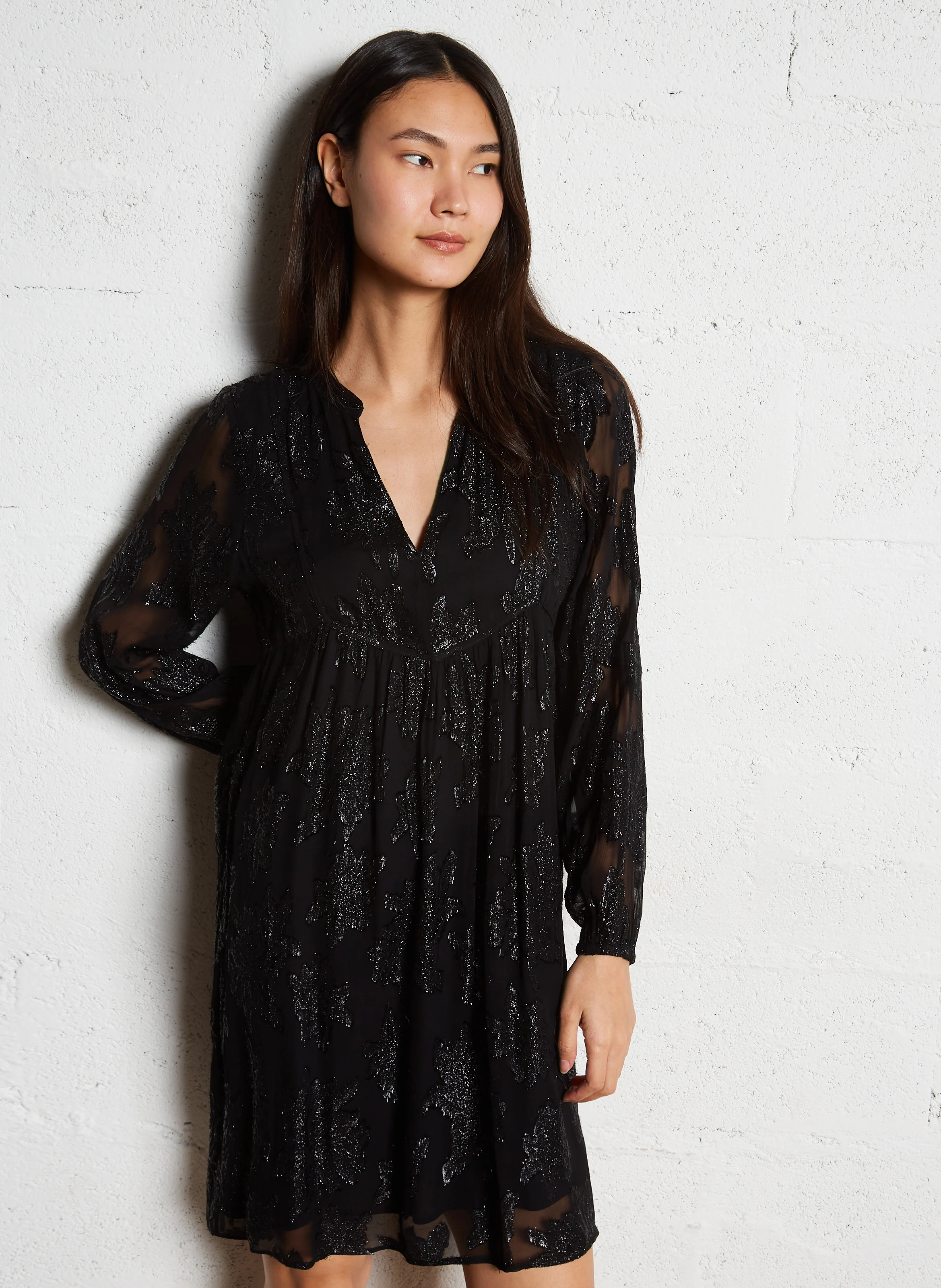 MARJO - Robe courte jacquard| Noir