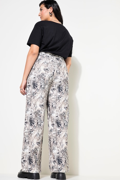 Hose, Wide Legs, High Waist, Snake-Print