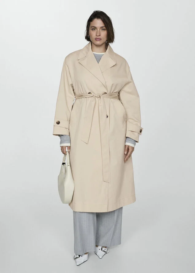 MANGO Double-button trench coat Light beige