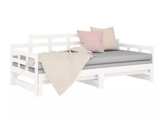 Lit coulissant sans matelas blanc bois de pin solide