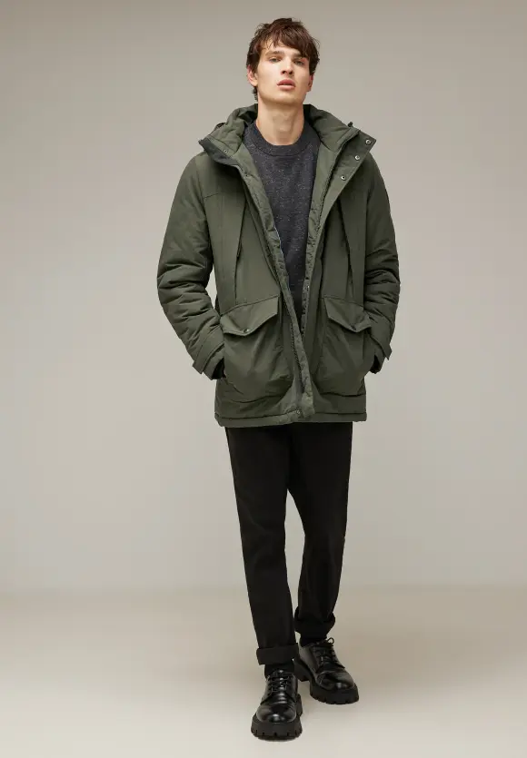 Sportiver Parka mit Kapuze - dark forest green
