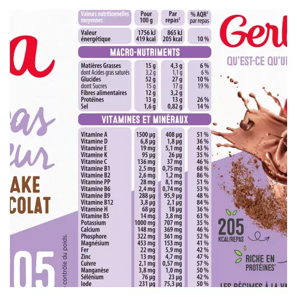 Milkshake de Chocolate Gerlinéa Slimming Meal 436g