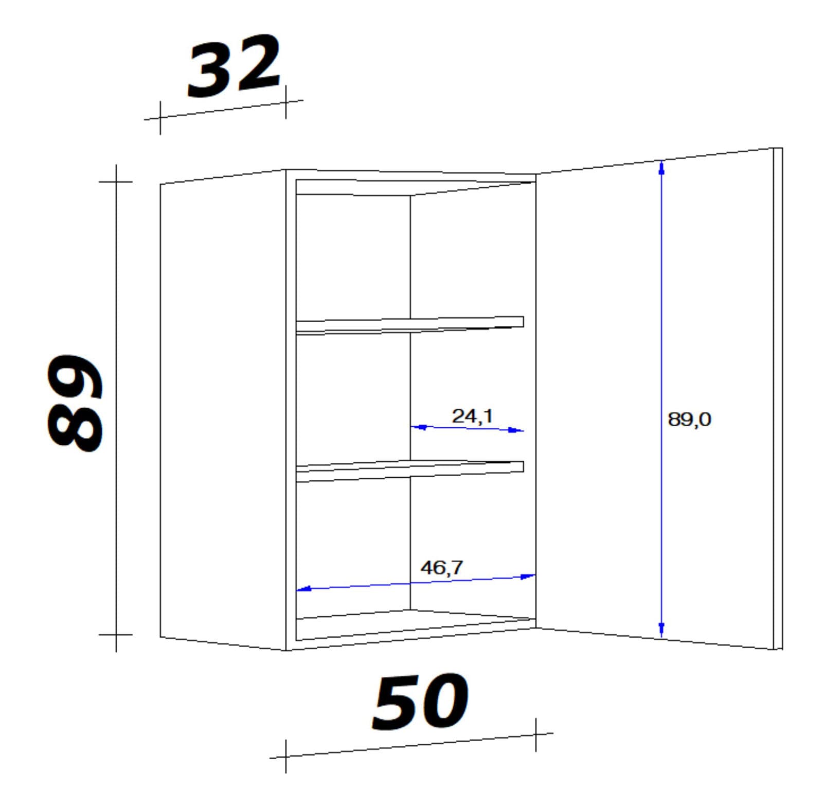 Küchen Hängeschrank AVILA 50 cm Eiche /weiß matt