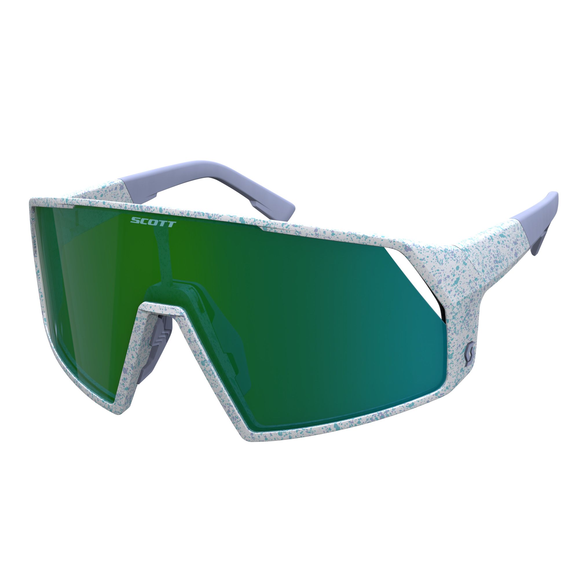 SCOTT Pro Shield Cykelbriller Terrazzo Hvid/Grøn Krom