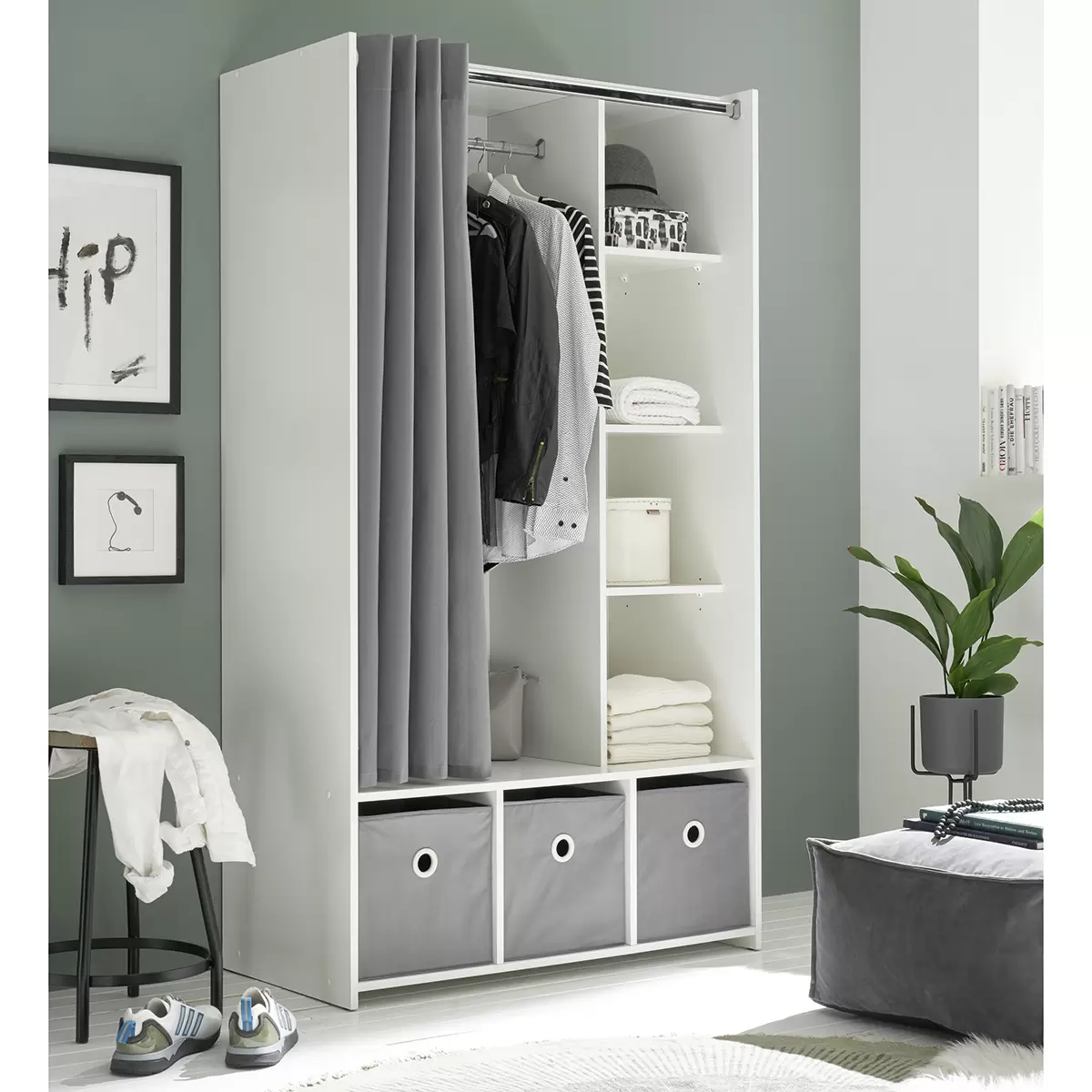 Kleiderschrank Jenins grau,weiss