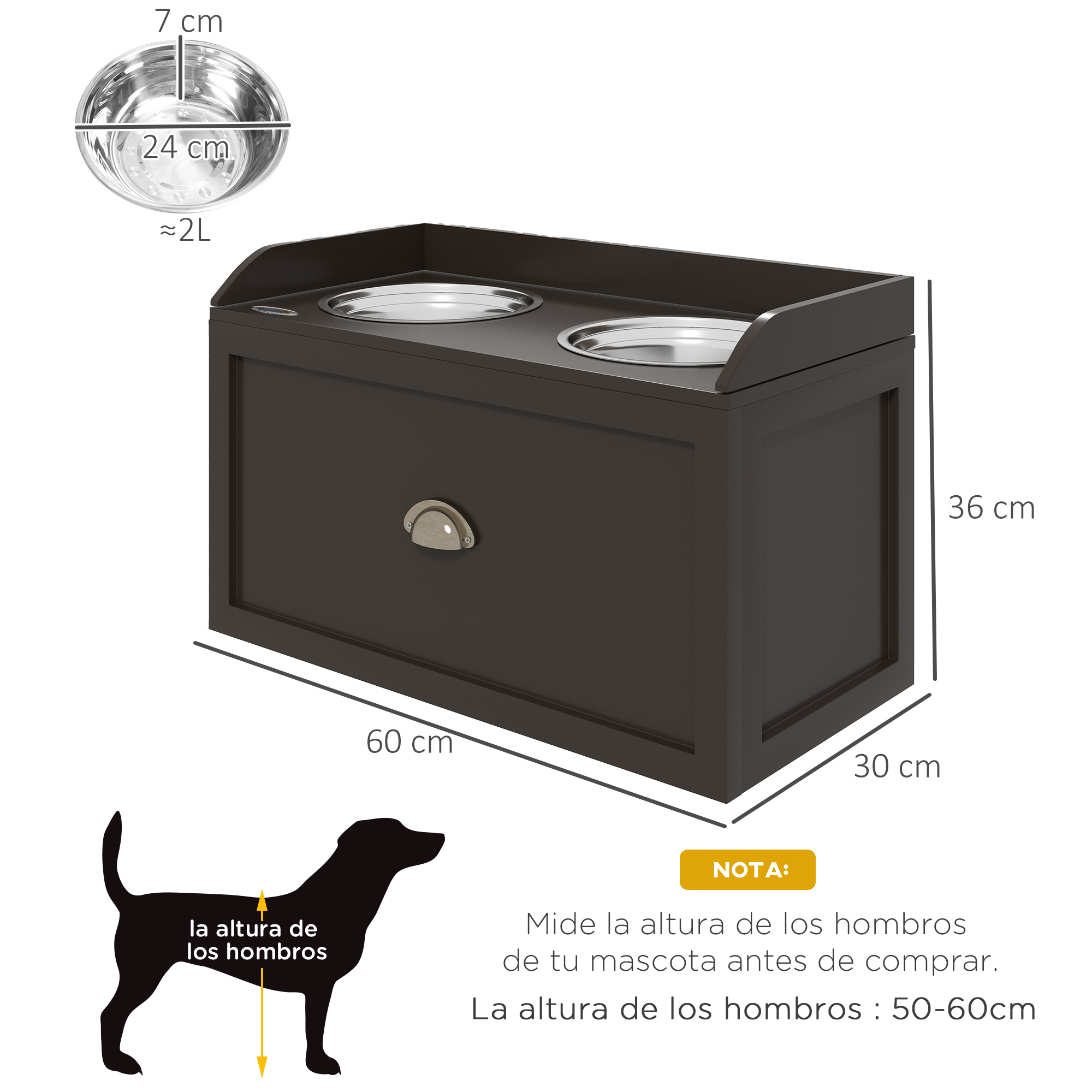 Alimentador para cães PawHut marrom escuro