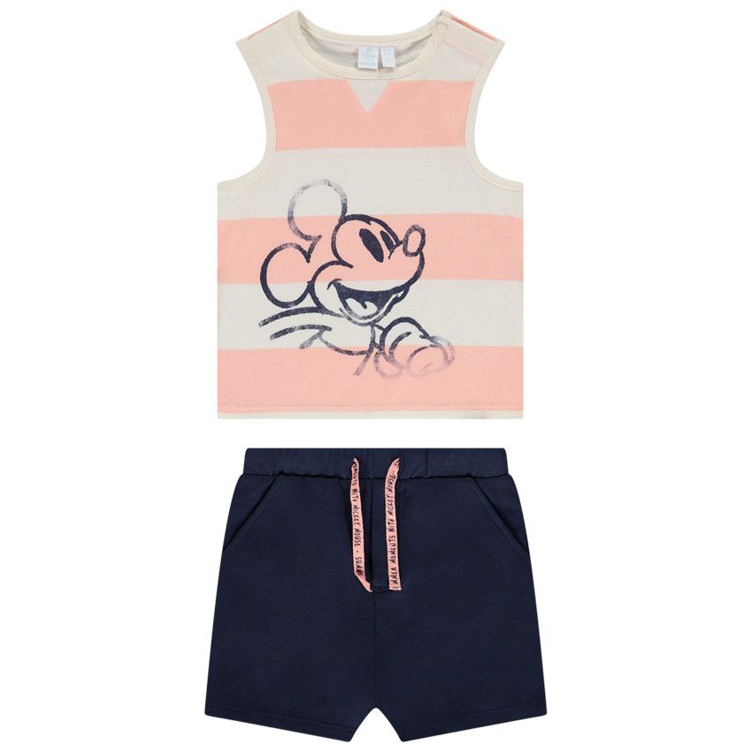 Ensemble short molleton + débardeur Mickey Disney pour bébé garçon - Bleu marine