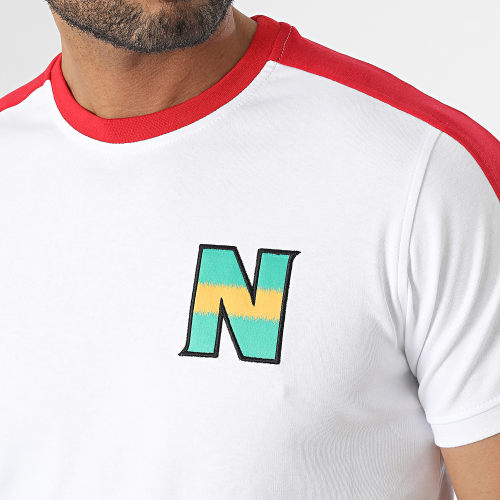 Tee Shirt A Bandes Newteam 2 Blanc Rouge