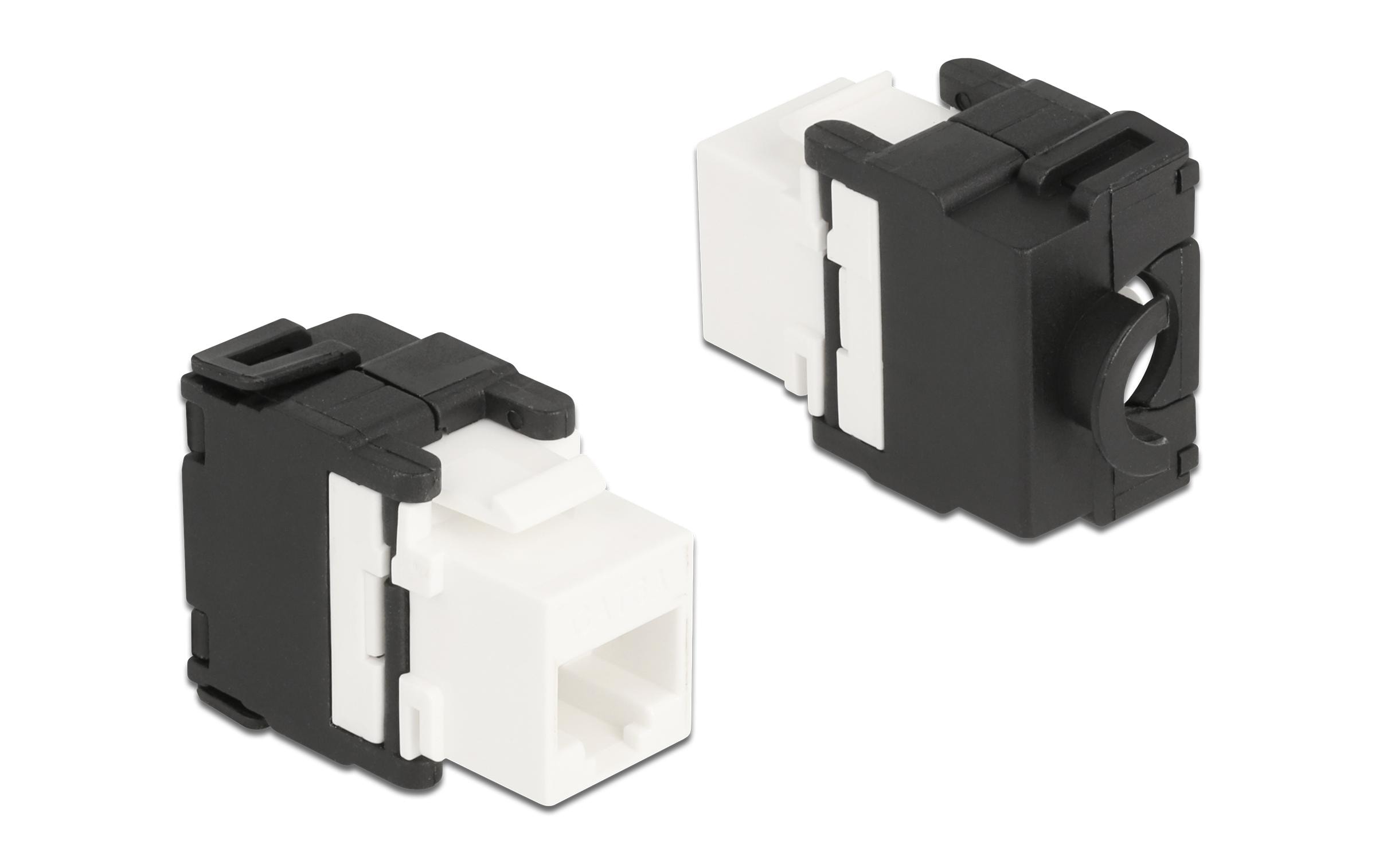 Keystone-Modul RJ45 - LSA, Cat.6A werkzeugfreiDelock Keystone Modul RJ45 Buchse zu LSA Cat.6A 180° werkzeugfrei