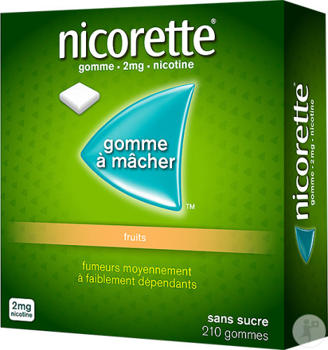 Nicorette 2mg Nicotine Gommes À Mâcher Fruits Sans Sucre 210 Pièces