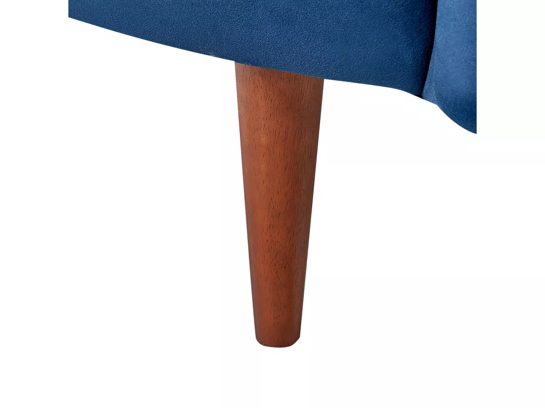 Chaise longue côté droit en velours bleu CHAUMONT