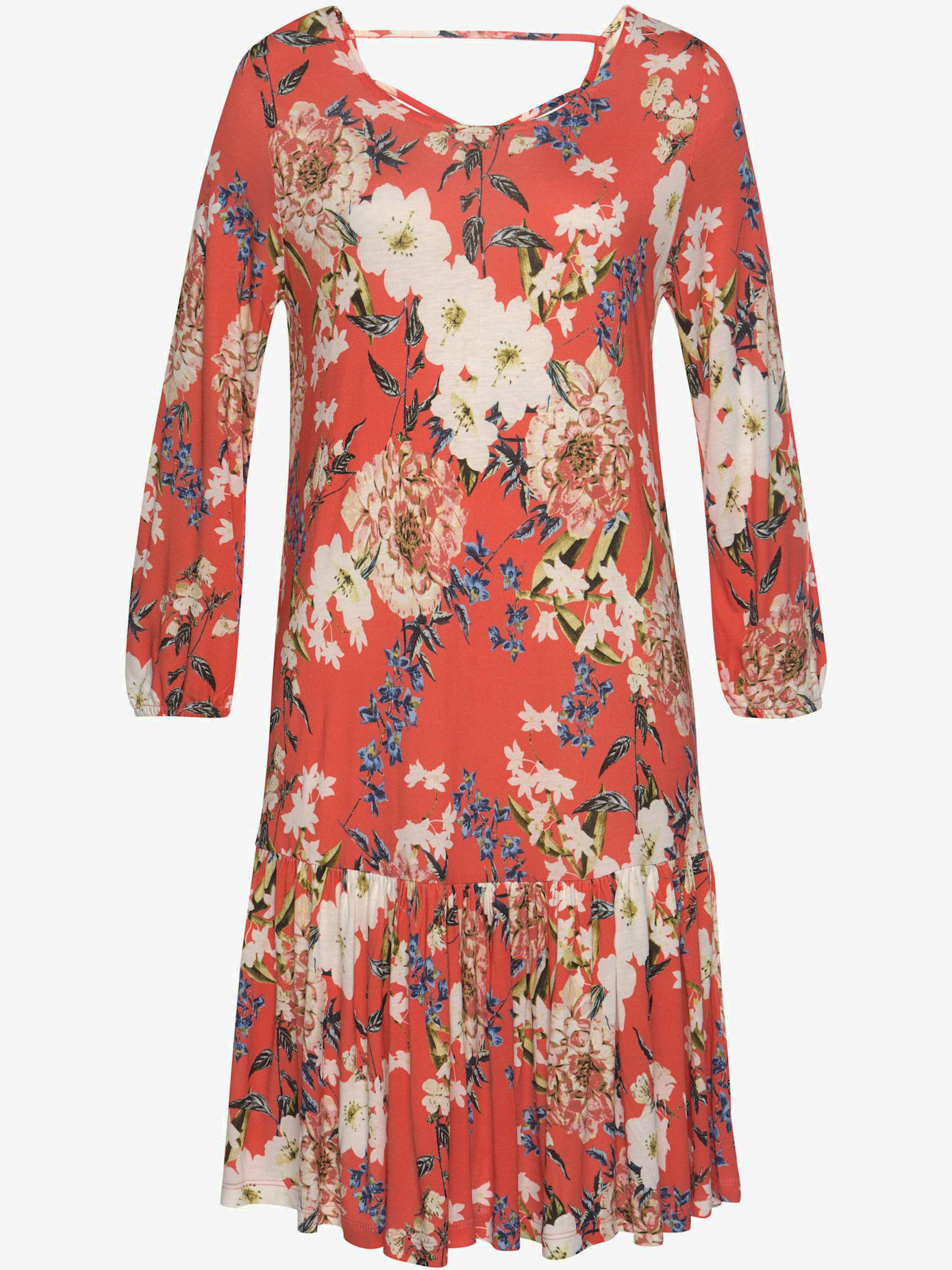 Robe en jersey manches 3/4 élastiquées