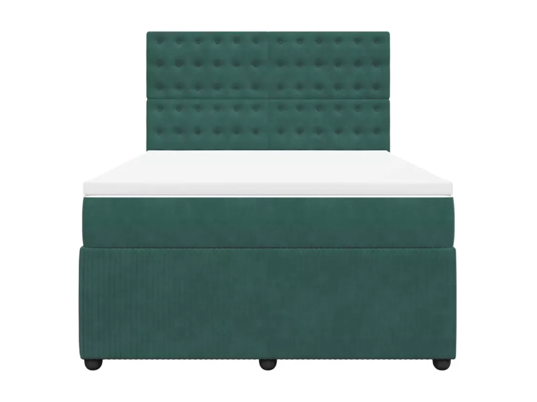Sommier à lattes de lit et matelas Vert foncé 140x190cm Velours