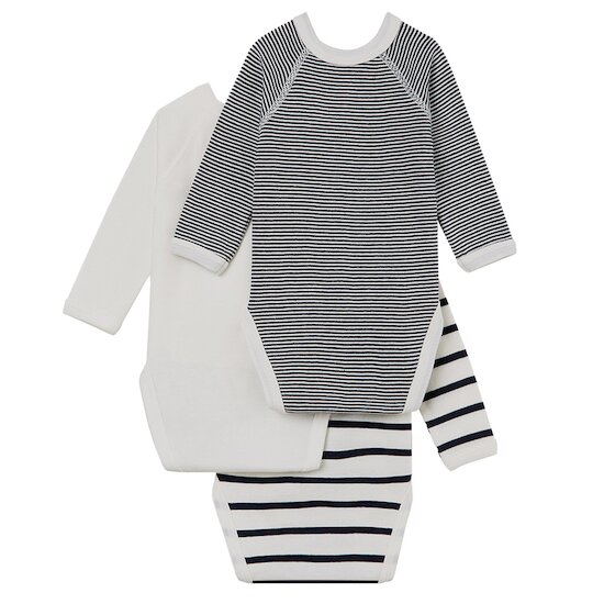 Lot de 3 bodies croisés iconiques   Blanc/Bleu        de               Petit Bateau
