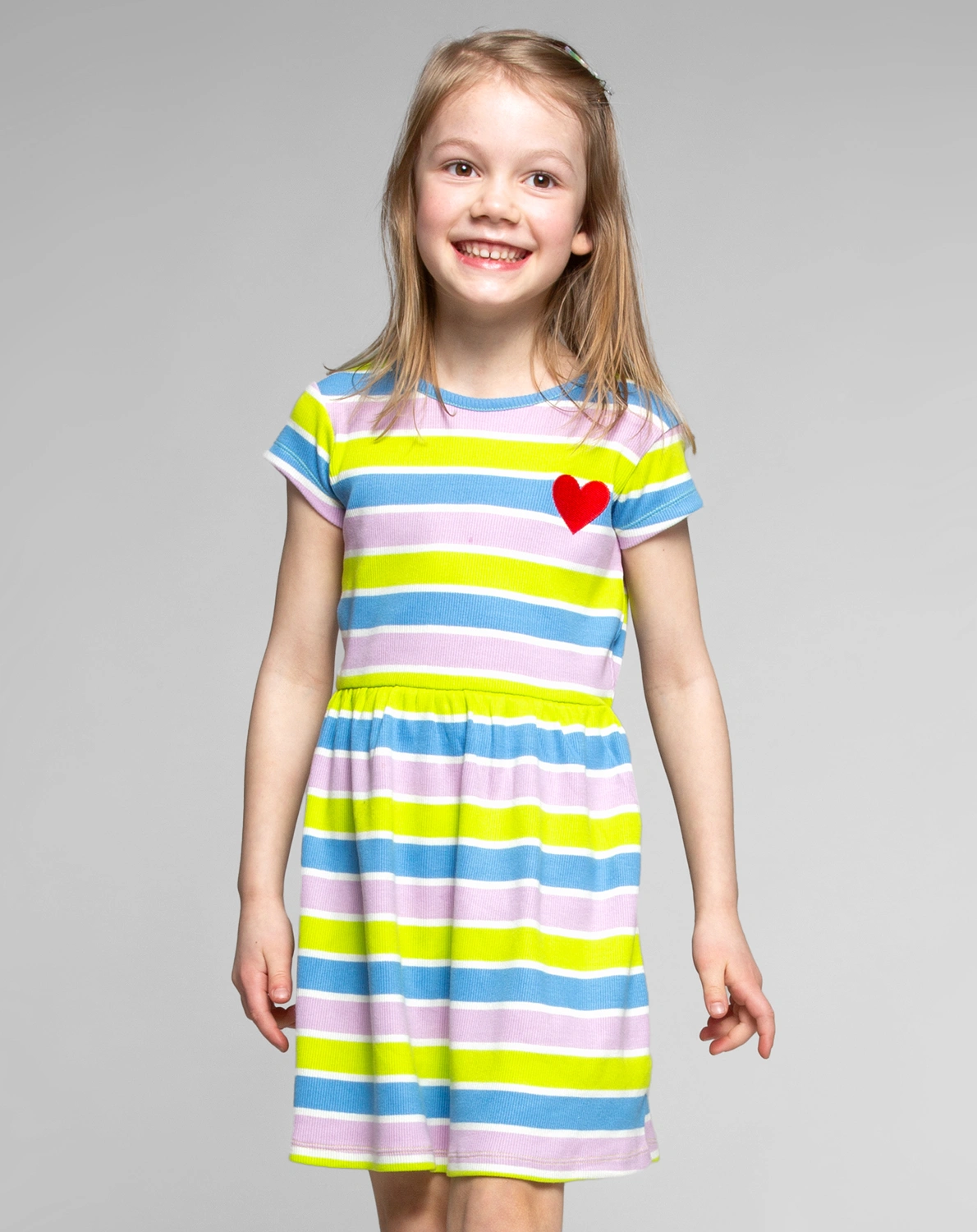 Kurzarm-Kleid REGENBOGEN STREIFEN in bunt