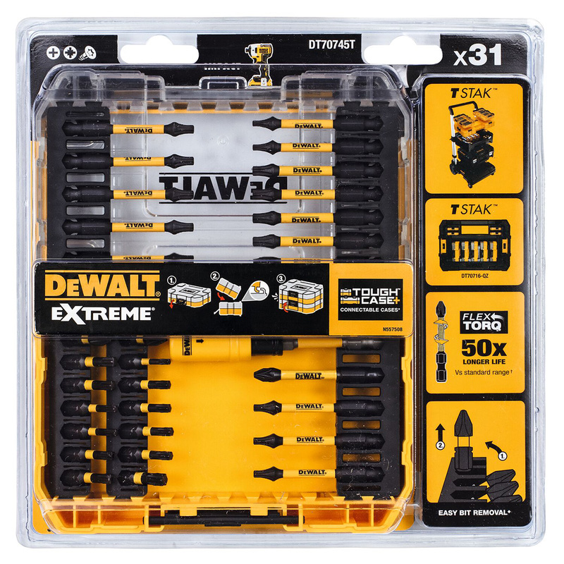 DeWALT DT70745T-QZ FLEXTORQ slagbitset in Tough Case 31-delig