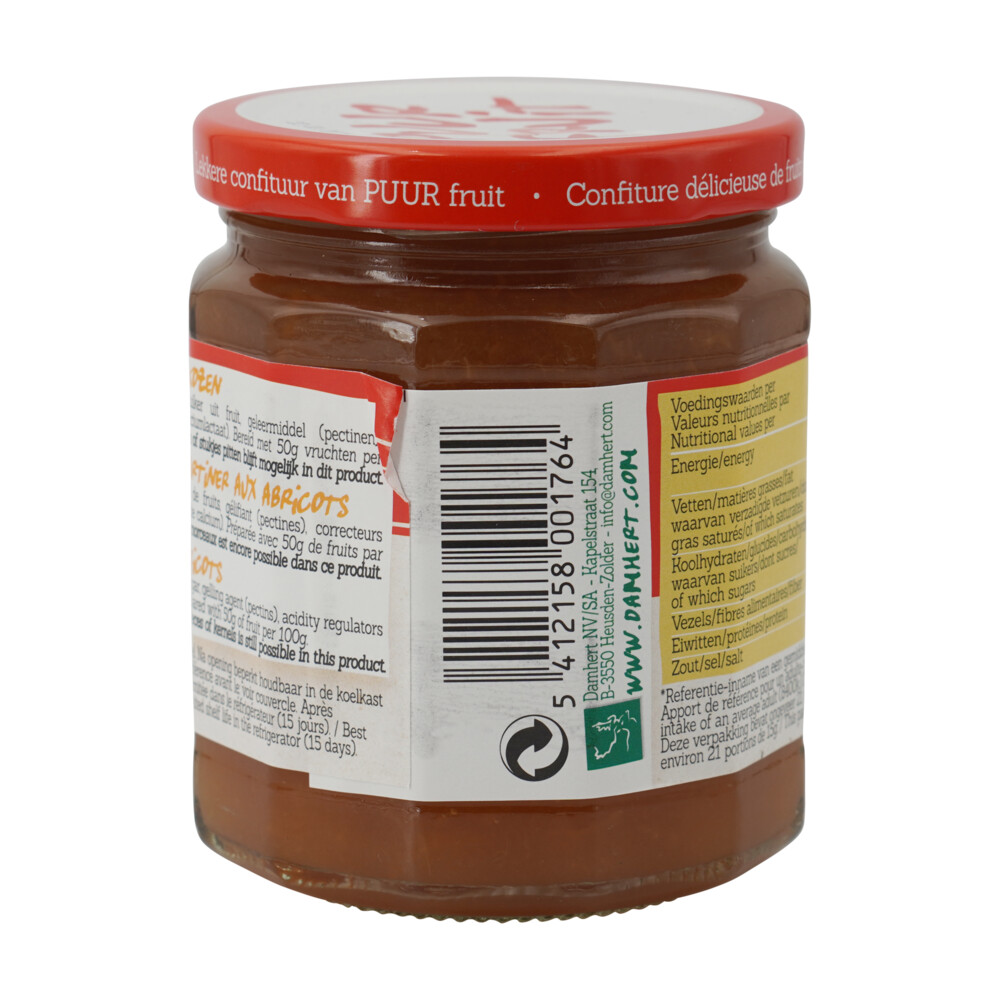 3x Damhert Puur Fruit Confiture Abrikoos315 gr