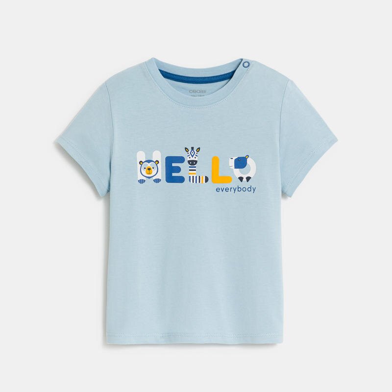 T-shirt animaux savane bleu bébé garçon Bleu