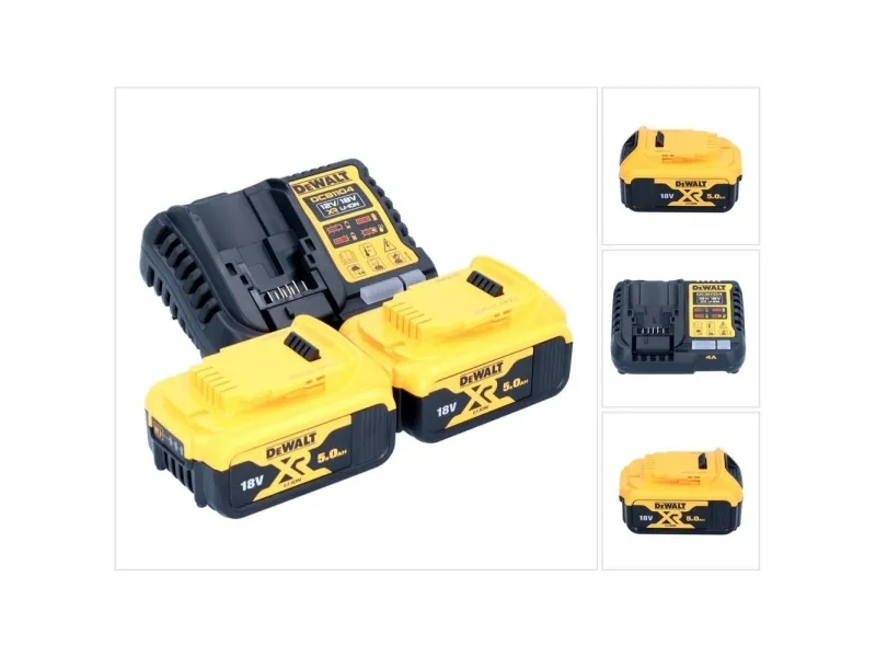 DeWALT DCB1104P2-QW, Batteri- og opladersæt, Lithium-Ion (Li-Ion), 5 At, 18 V, Boremaskine, Elektrisk multiværktøj, Skruemaskine, Borehammer, Slibemaskine, Sort, Gul