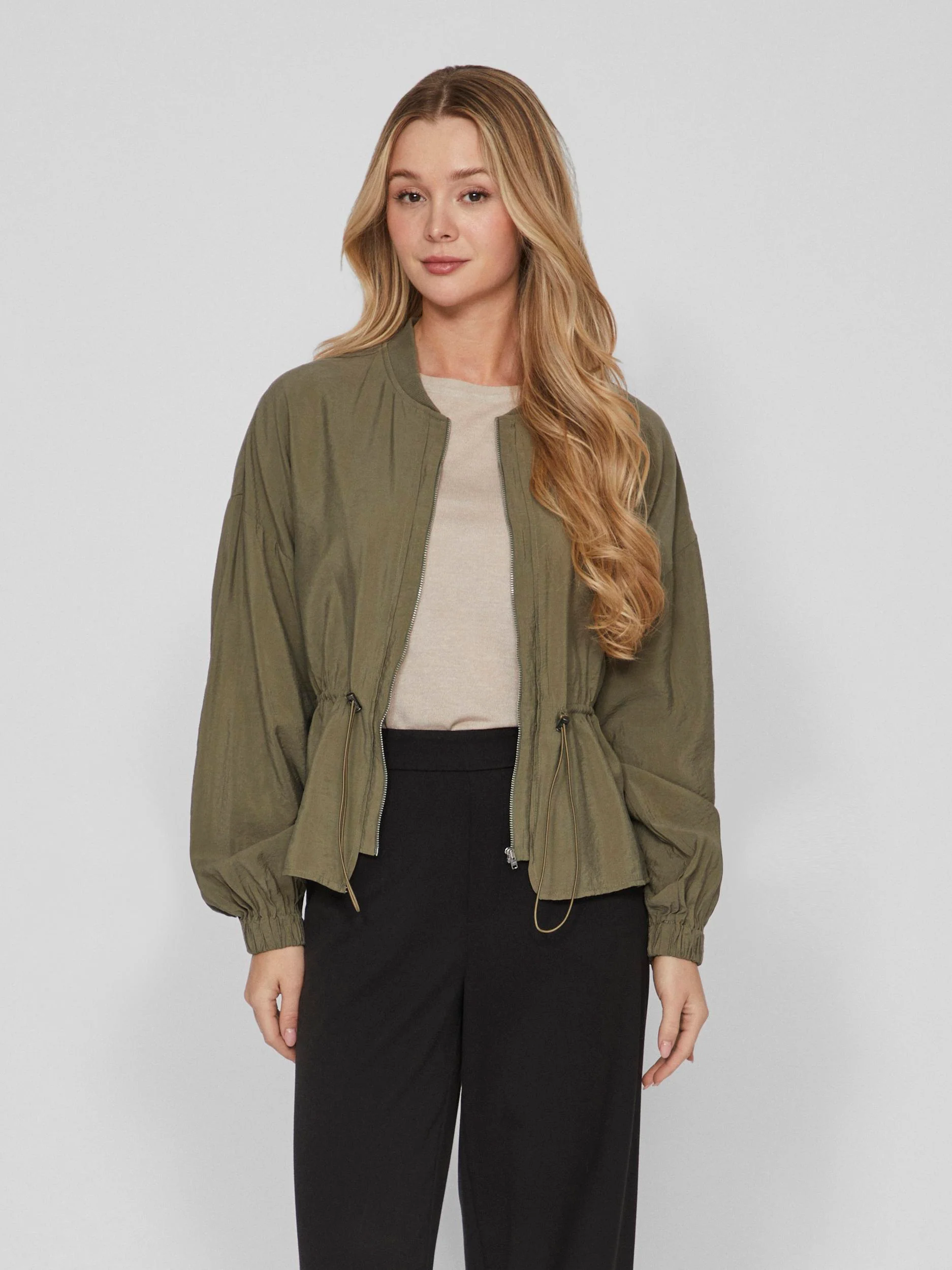Vila  Visuva L/S Zip Short cardigan - Dusty Olive