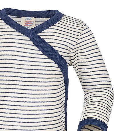 Engel Wickelbody l/ä - Wolle/Seide - Natural/Navy Blue