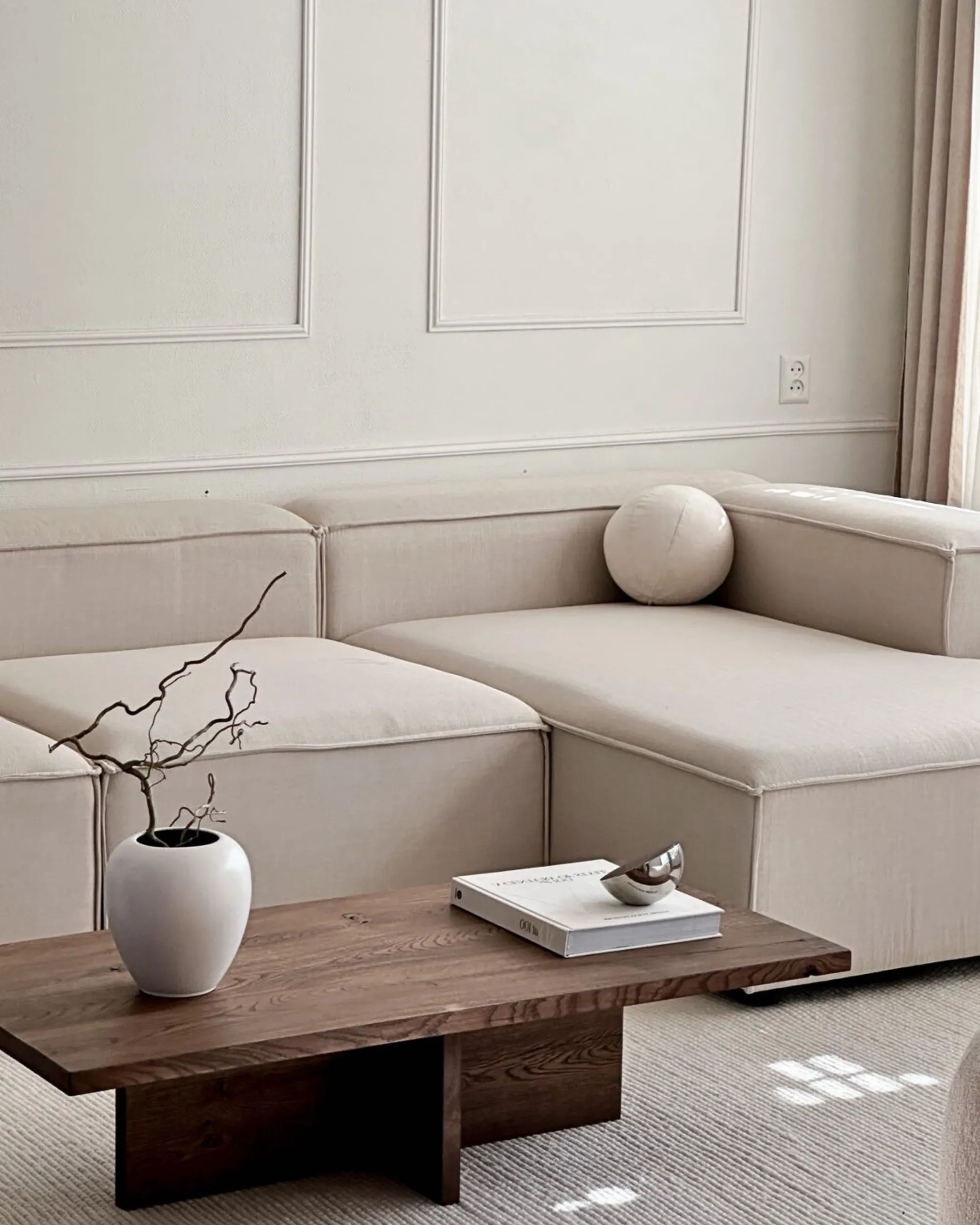 Modulaire hoekbank 3-zits ARDAL Stof Beige met ottomaan rechtszijdig