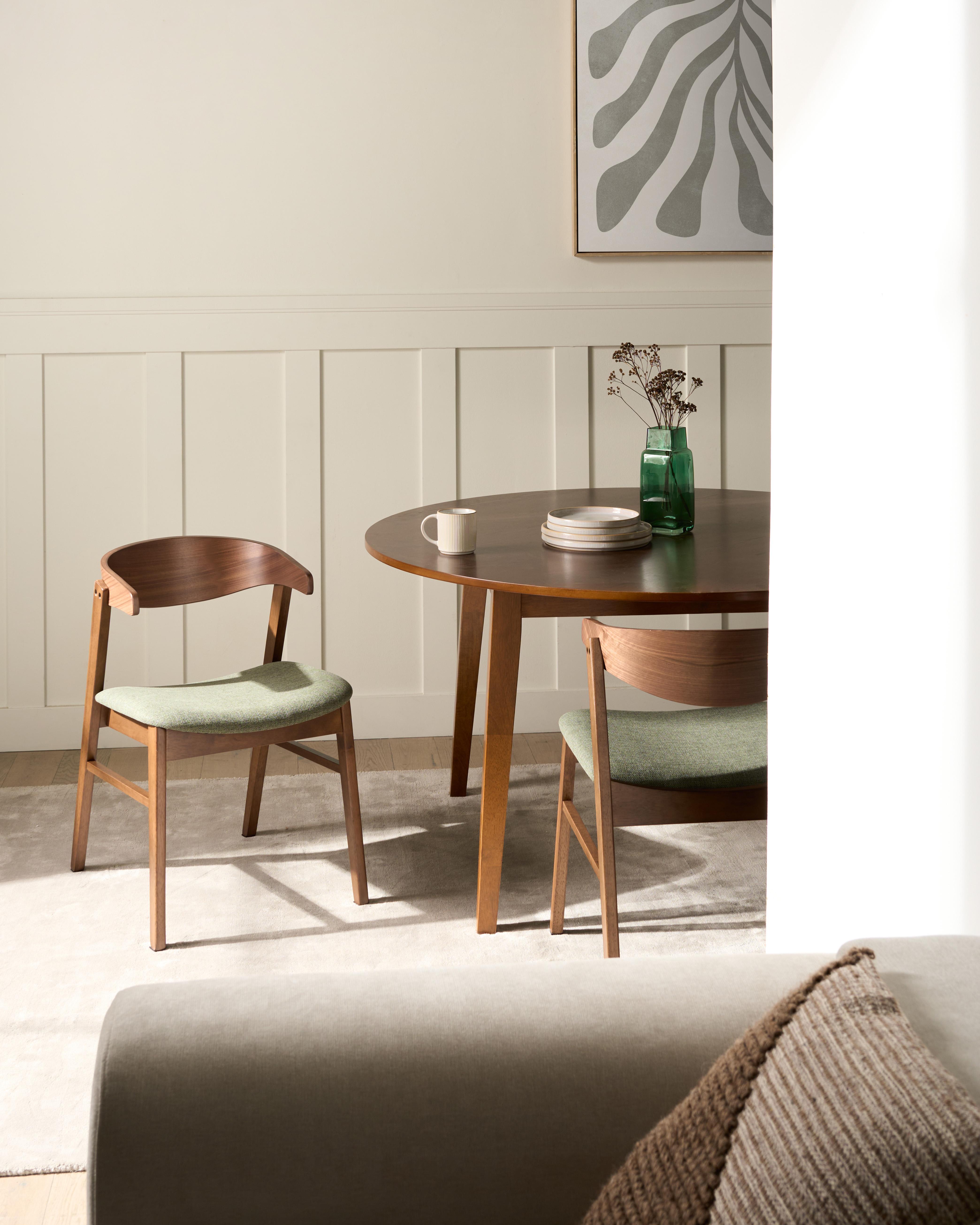 Set van 2 eetkamerstoelen LILLY Donkerbruin/groen