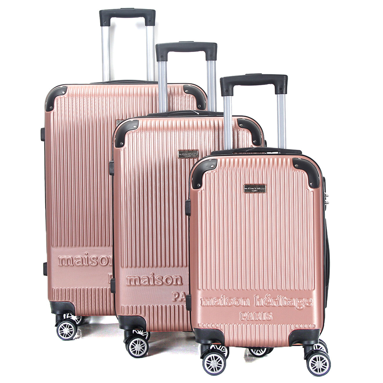Maison Héritage 3 Valises 4 roues doubles Dauphine 50/60/70 cm rose doré