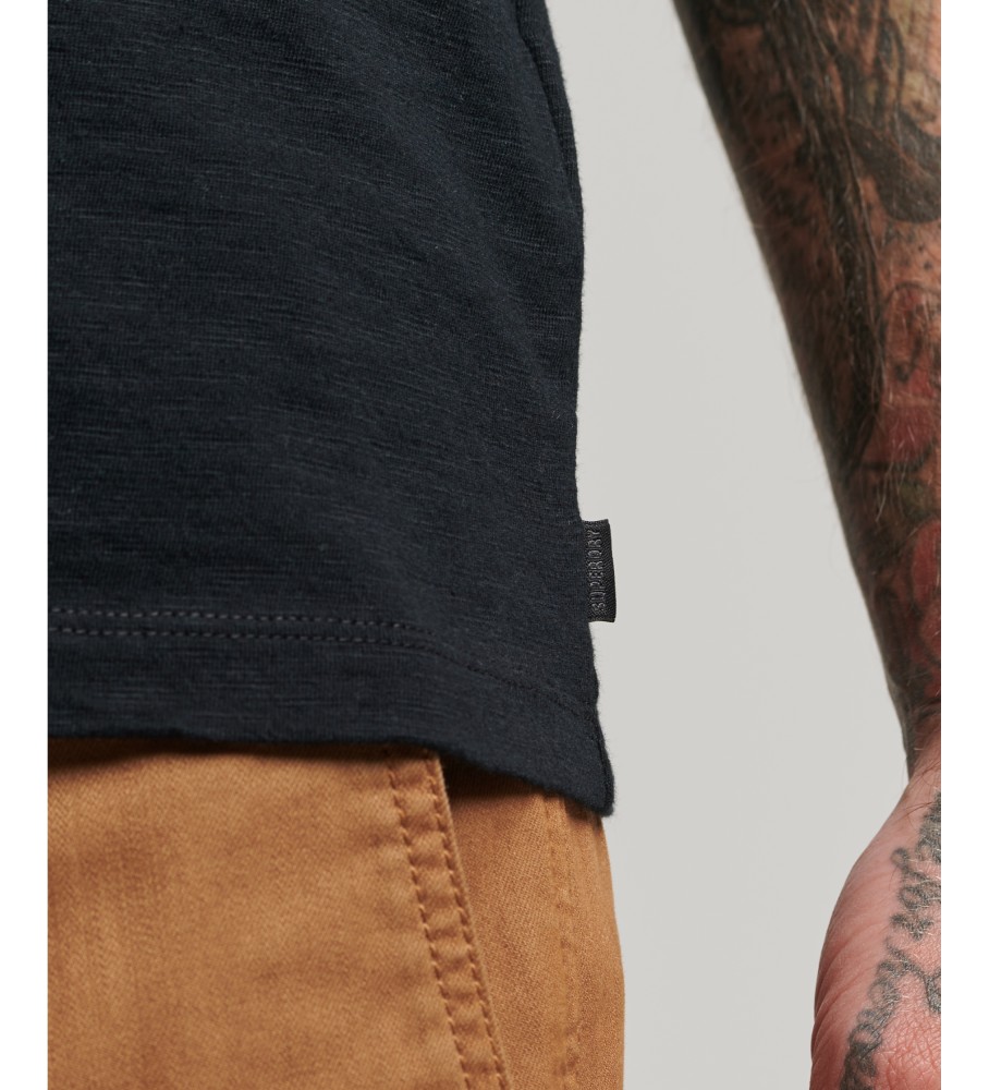Camiseta Superdry preta de manga comprida em malha texturizada