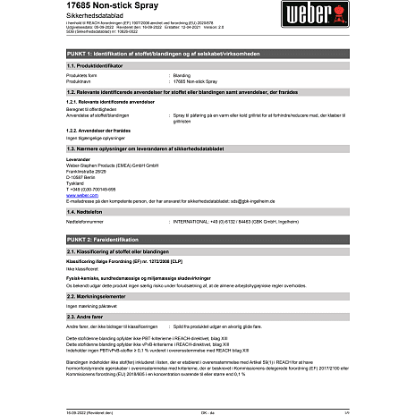 Weber nonstick spray
