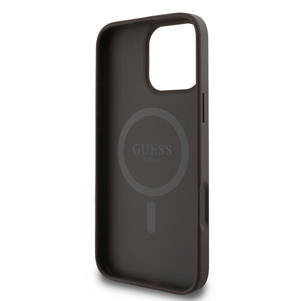 iPhone 16 Pro MagSafe Leder Hardcase Hülle 4G Ring Classic Logo (GUHMP16LG4GFRW) - Braun