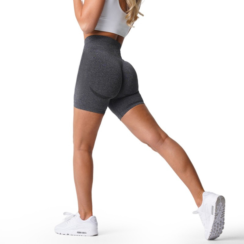 (Gr. XS) Elastische Leggings Sport Shorts High Waist Stretch Pants Radler Hose - Schwarz