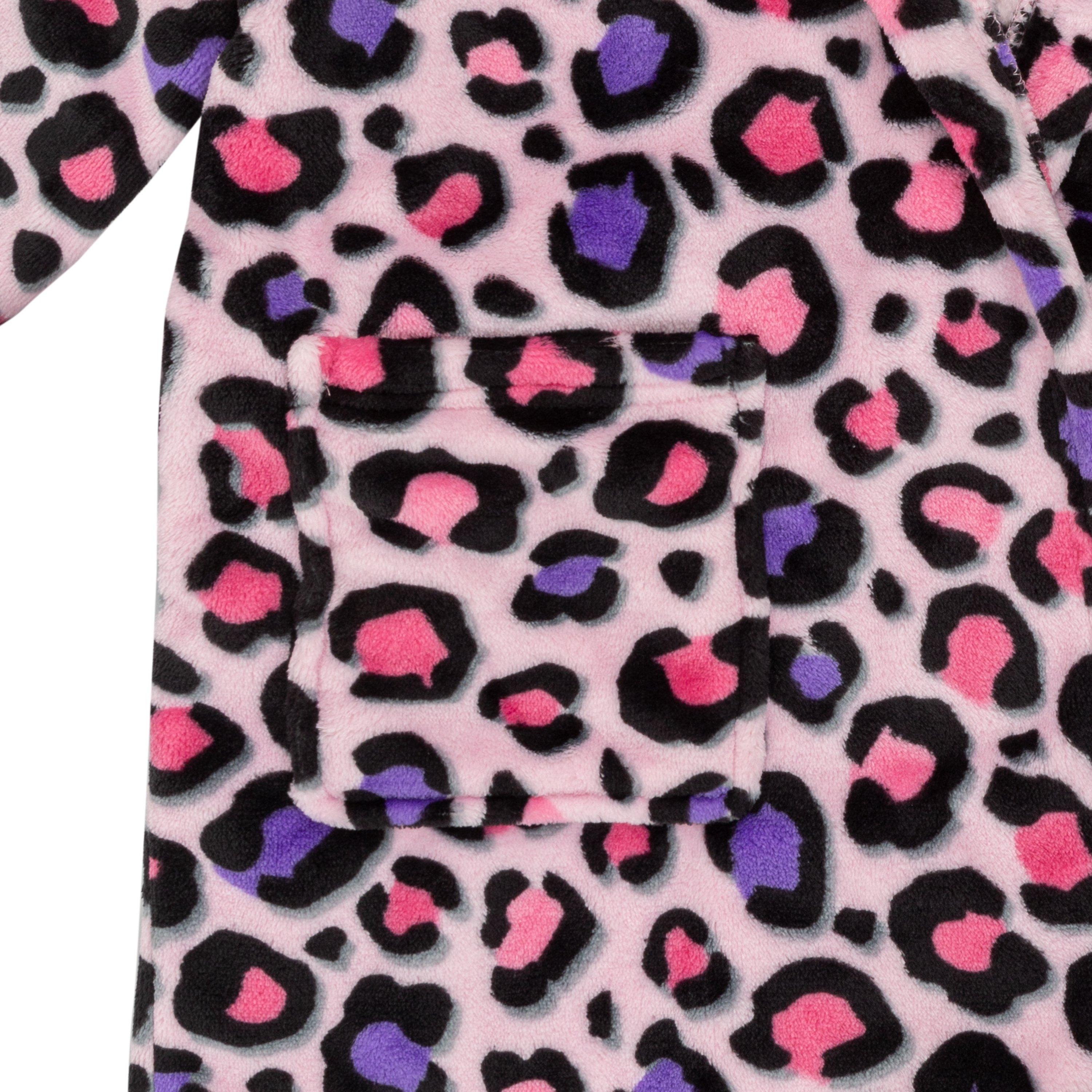 Miso Kids Girls Leopard Dressing Gown