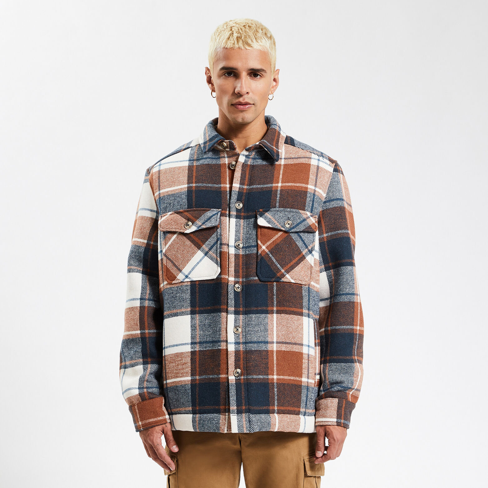 Surchemise carreaux laine doublure sherpa Rouge