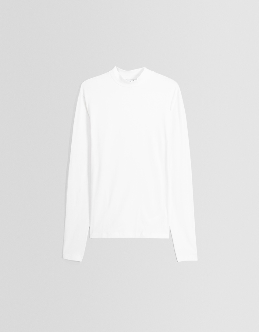 Camiseta de manga comprida com gola alta