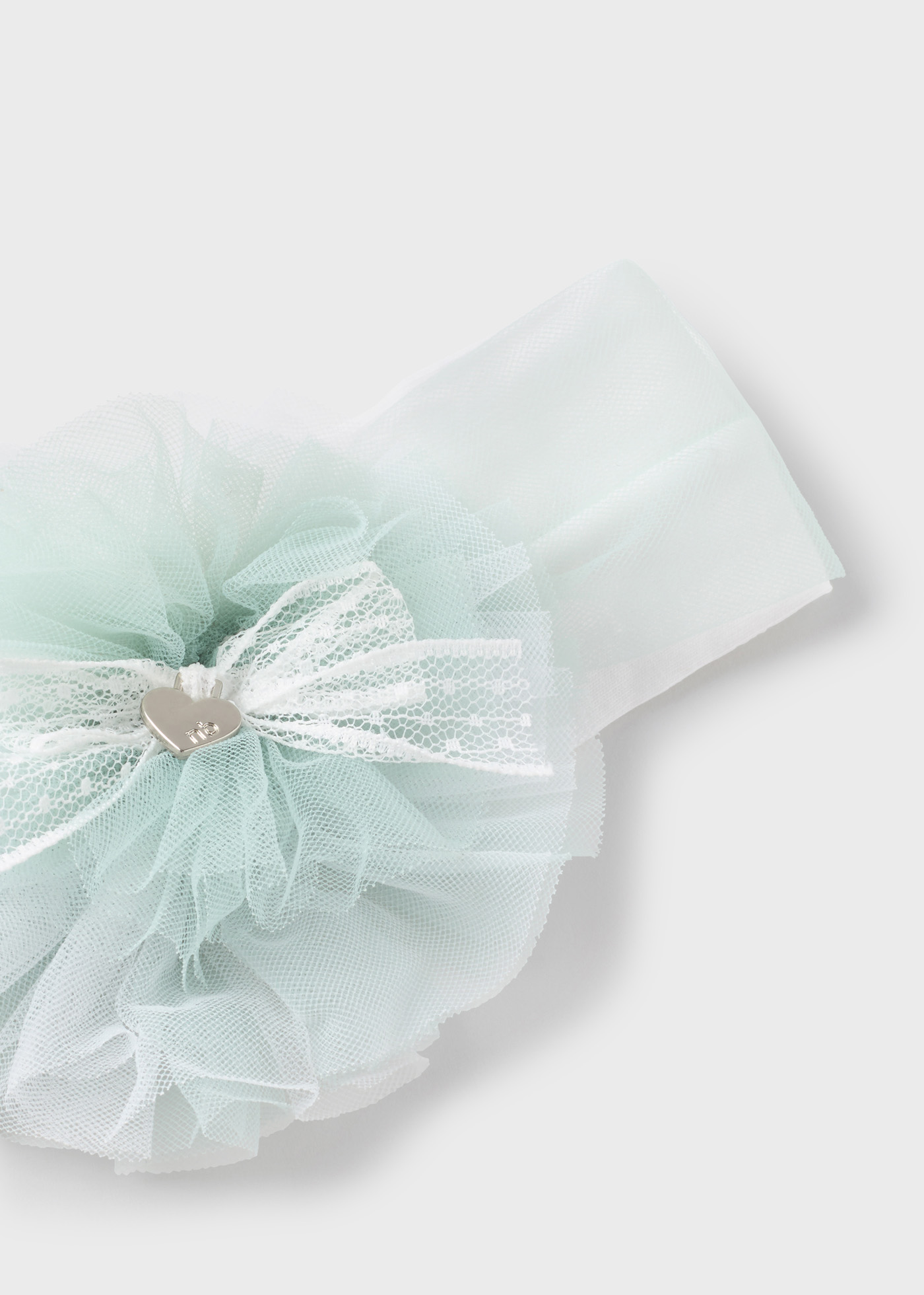 Faixa de cabeça elástica de tule com flor Jade para recém-nascidos
