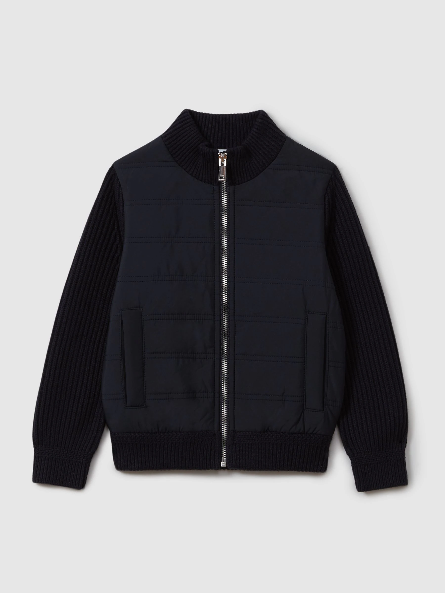 Marineblauw - Reiss - Trainer - Hybride doorgestikt jack met rits