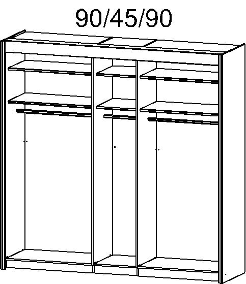 Kleiderschrank IMPERIAL mit Spiegel 225 x 223 cm Alpinweiß