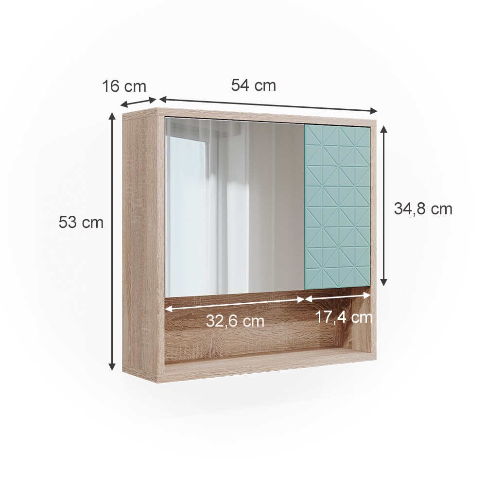 Vicco Spiegelschrank für Badezimmer Agasta sonoma Badschrank mit Ablage aus Holz