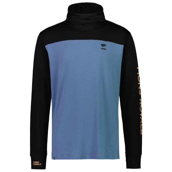 T-shirt thermique MONS ROYALE M YOTEI POWDER HOOD LS BLACK/BLUE SLATE
