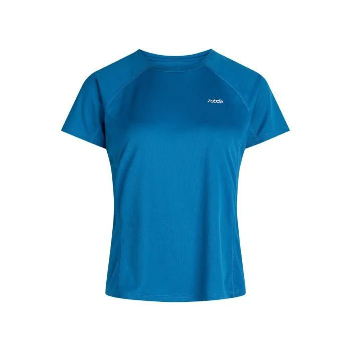 Zebdia Dame T-shirts Chest Print Sports SS Tee Blå
