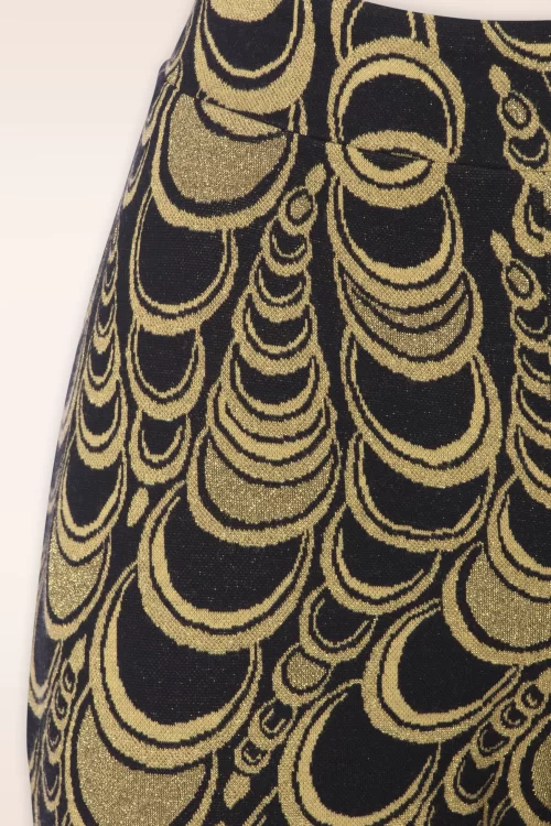 King Louie Bobbin jacquard flared broek in zwart