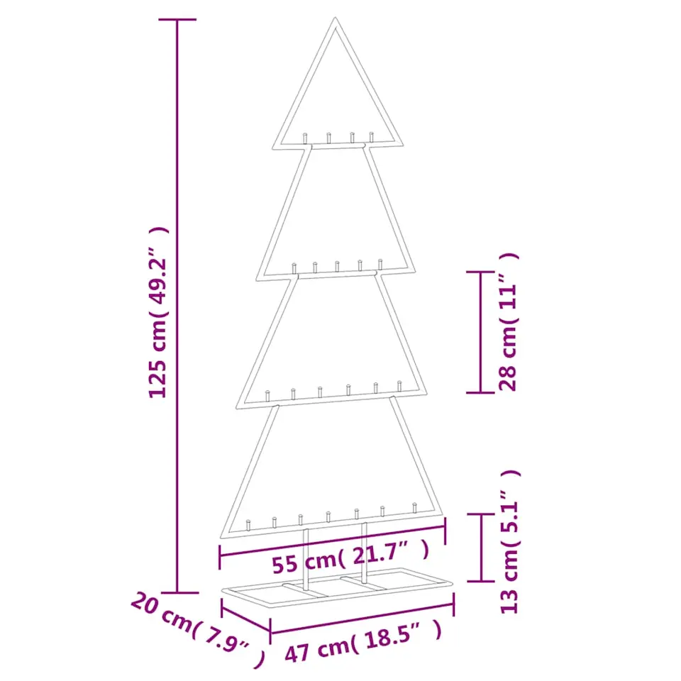 vidaXL Kerstdecoratie kerstboom 125 cm metaal zwart