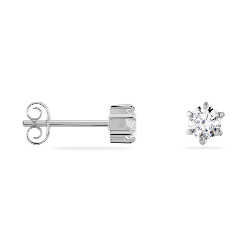 Boucles D'oreilles Puces Petrine Argent Blanc Oxyde De Zirconium