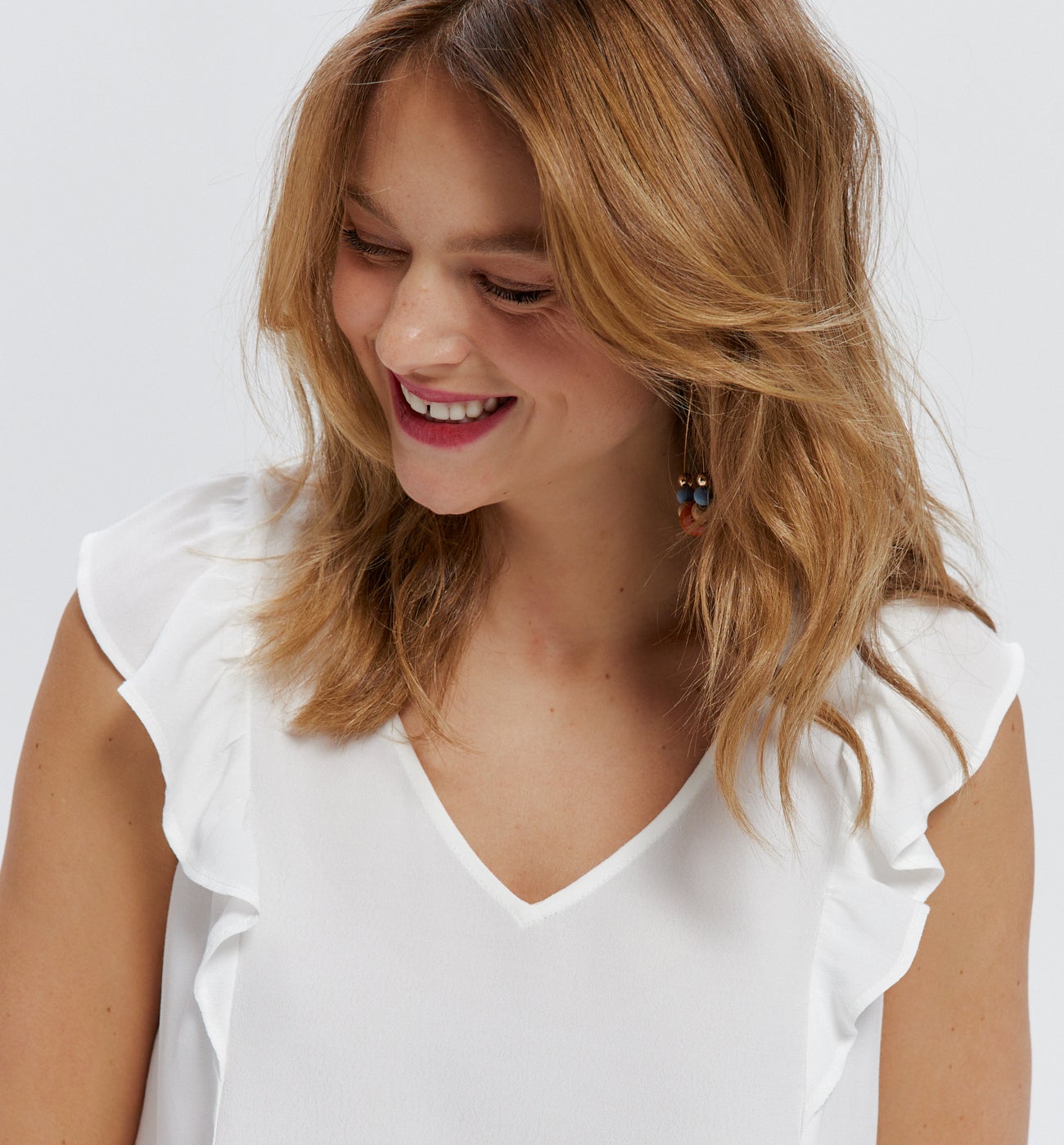Top à volants Femme - Ecru
