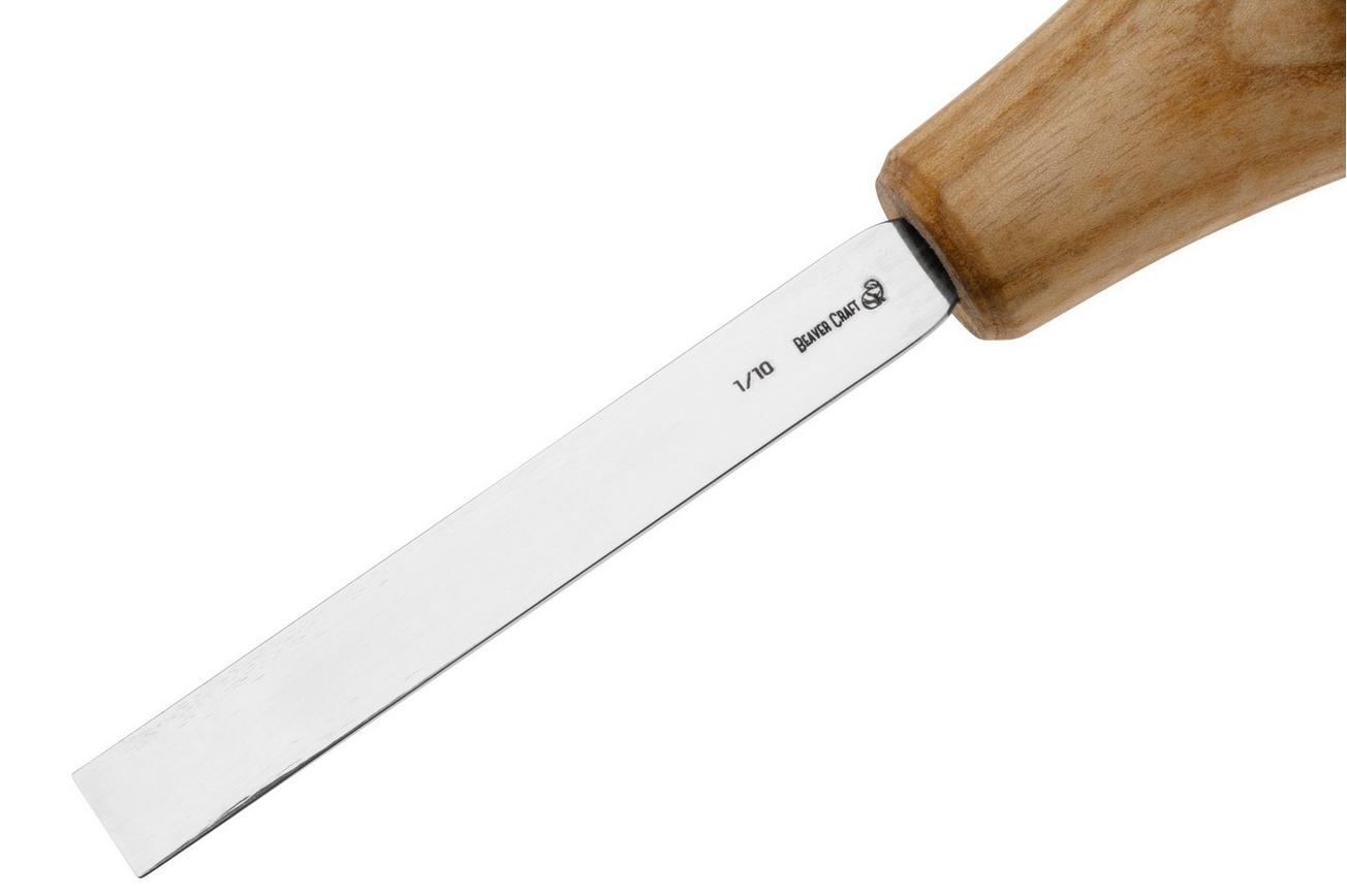 BeaverCraft Palm Chisel P1-10 Straight Flat Sweep No. 1, 10 mm, handguts