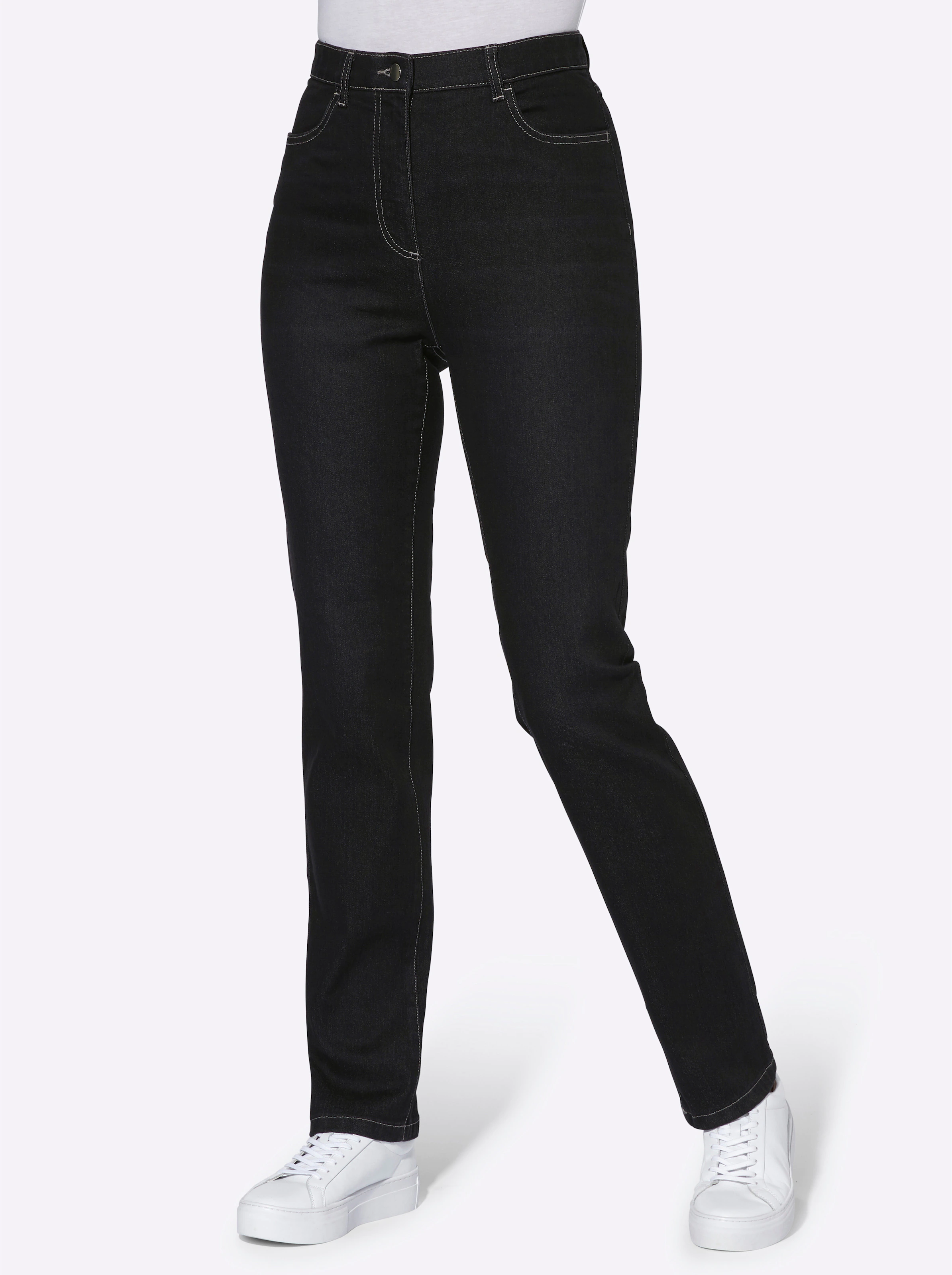 High-waist-Jeans in black denim