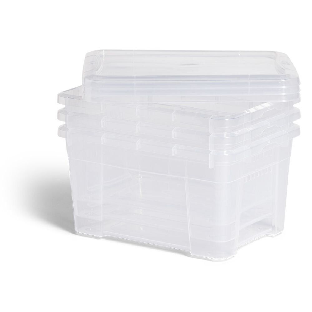 Lot de 3 box 4,5L plastique transparent 26x18,8x20,4cm