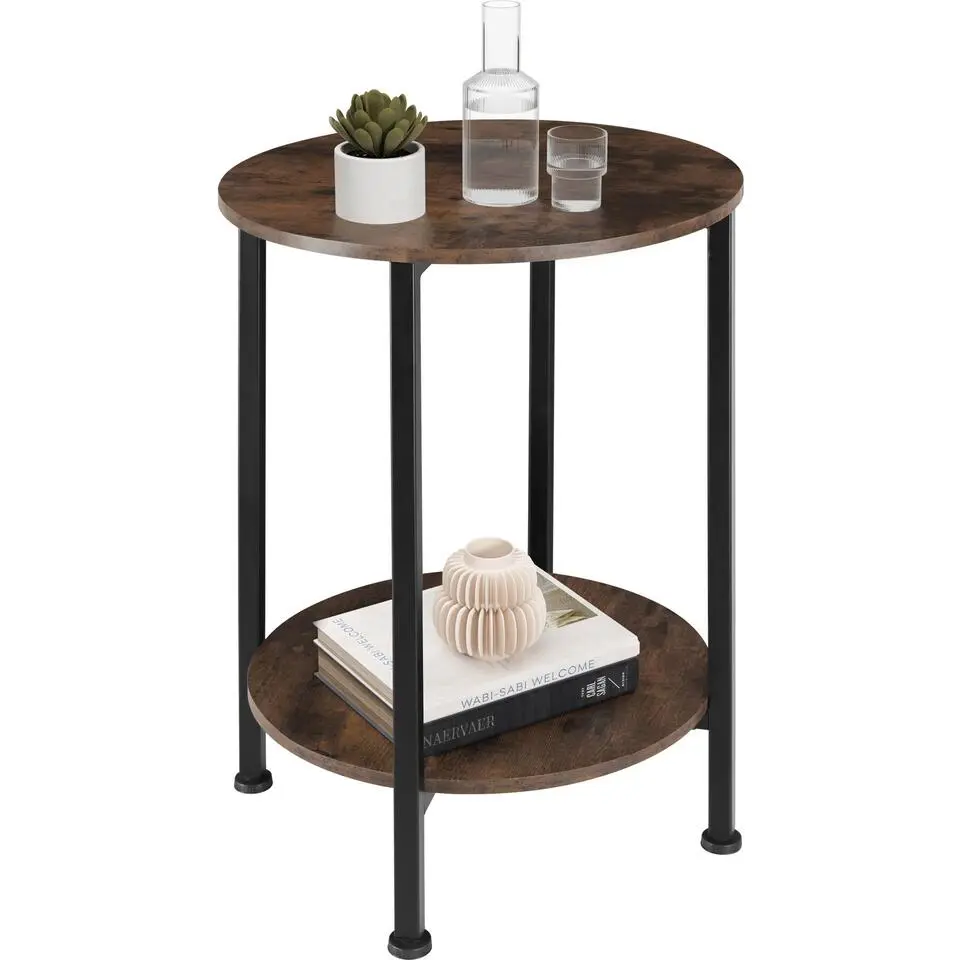 tectake Bijzettafel Ballina 45x64cm, Industrieel Hout Donker, Rustiek