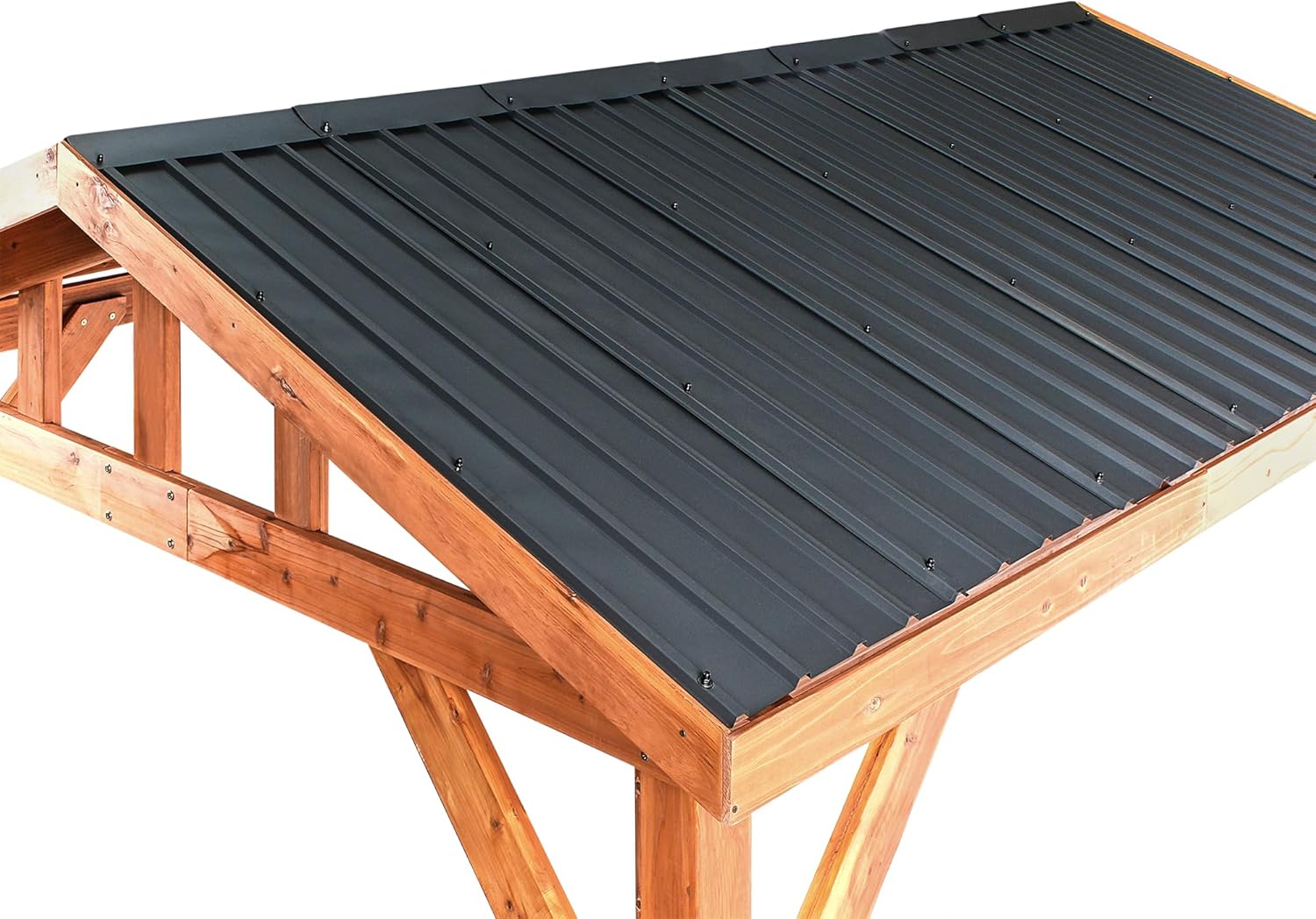 Gartenpavillon Tannenholz Hellbraun rechteckig 296x350 cm mit Metalldach Secchia